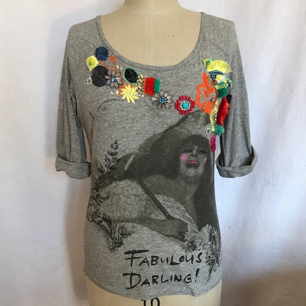 Sportmax embellished top viscose/spandex M grey